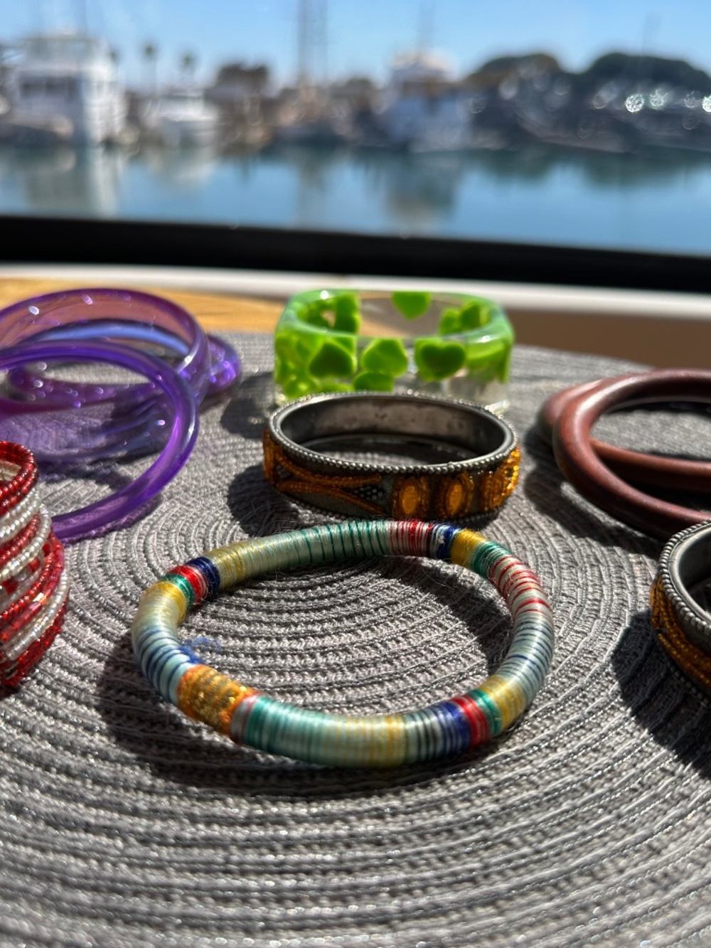 Colorful Fun Bangle Bracelet Set – 10 Pc Resin, Wood and  Beaded